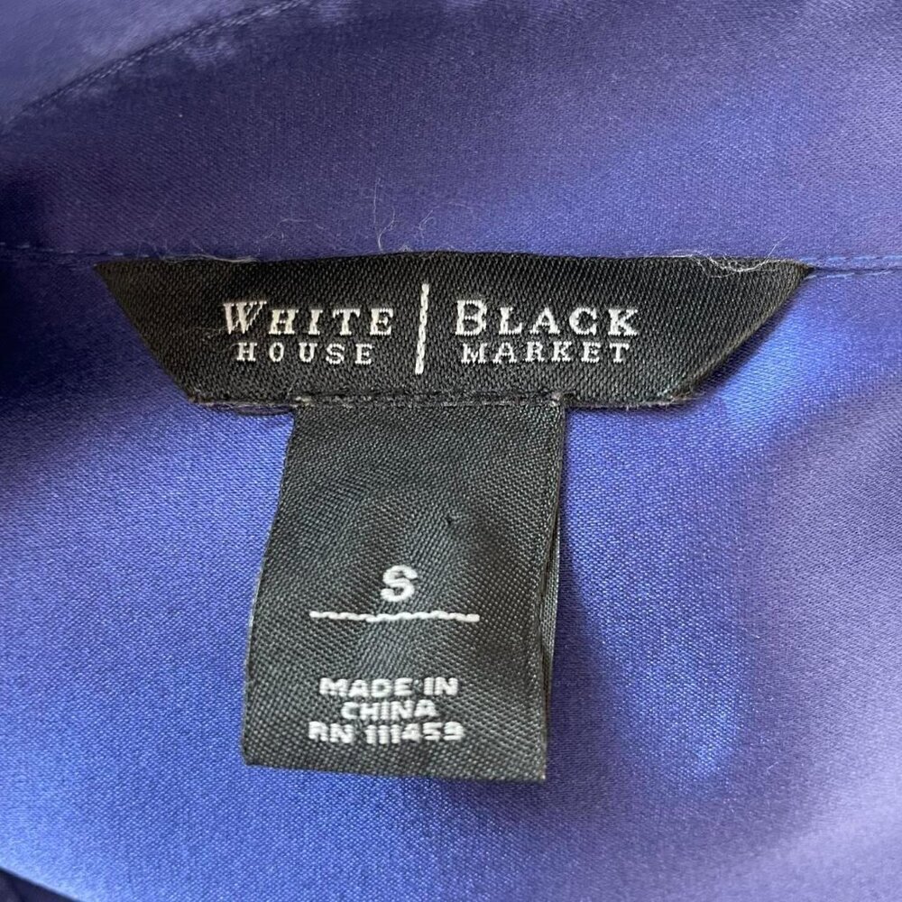 White House Black Market Silk Button Down Blouse in Cobalt Blue | Women’s Small - Picture 4 of 5
